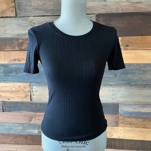 Topshop fitted black top ribbed size 2